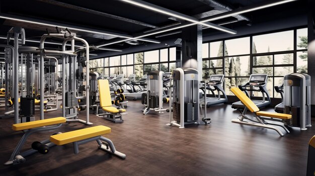 Fitnessclub gewichtstrainingsapparatuur sportschool moderne interieur