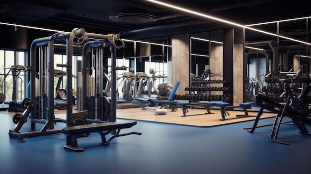 Fitnessclub gewichtstrainingsapparatuur sportschool moderne interieur