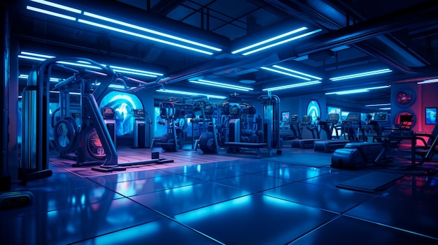 fitnessinterieur met neonlicht