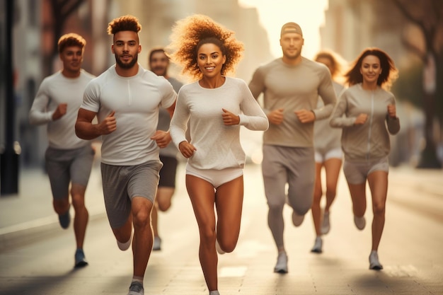 Fitnessliefhebbers rennen op straat