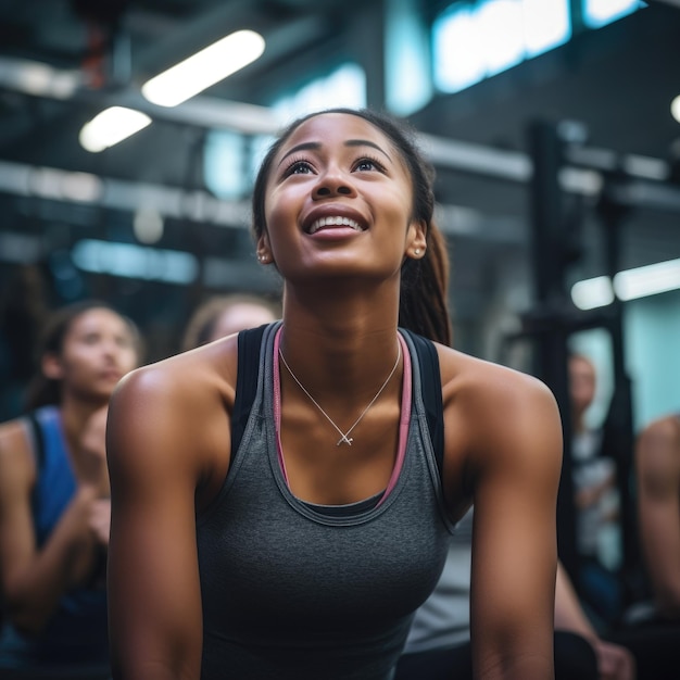 fitnessvrouw die in een sportschool traint