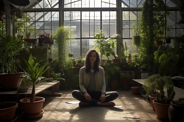 Foto fitnessvrouw doet yoga op een yogamat thuis