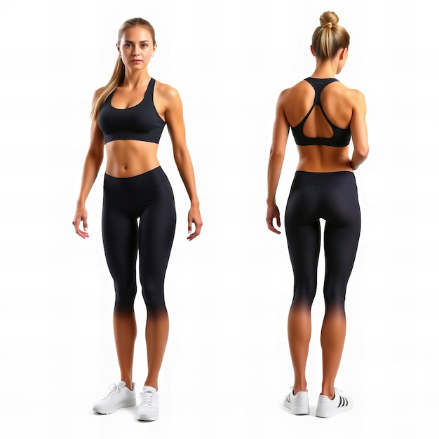 Fitnessvrouw in sportpak Fitness atletisch sterk
