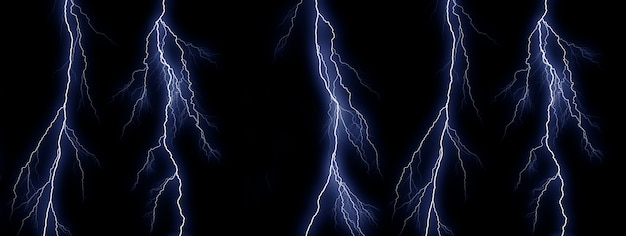 Five Blue lightning bolts on black 