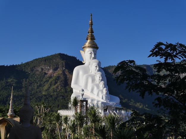 Five Buddha statues at Wat Pha Sorn Kaew in Khaokho PetchabunThailand