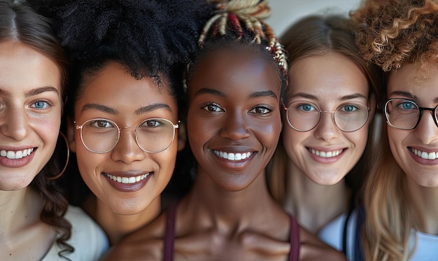 Five different smiling beautiful women