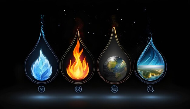 Five elements of nature air water fire earth space