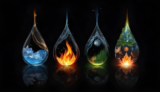 Five elements of nature air water fire earth space