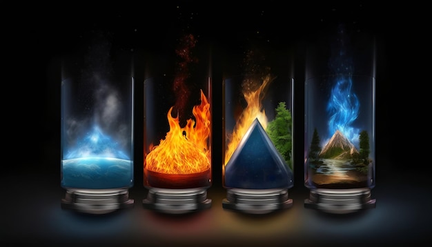 Five elements of nature air water fire earth space