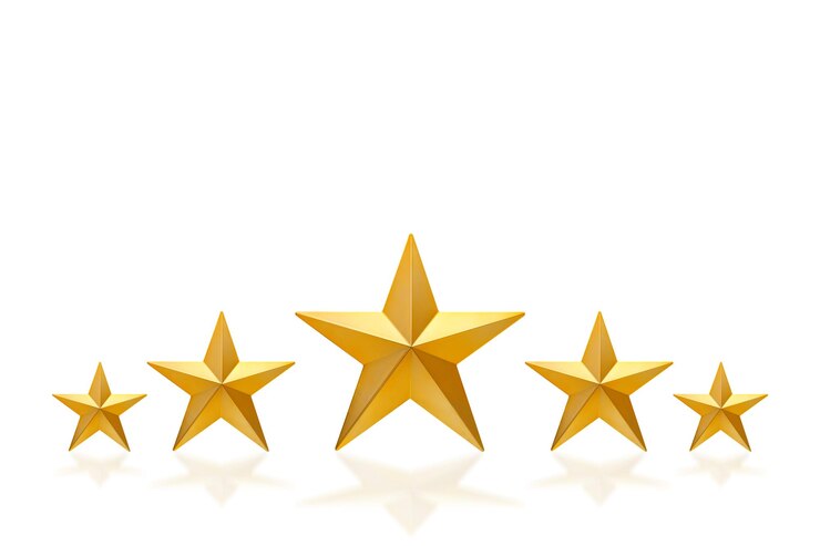 Five gold star isolated on white