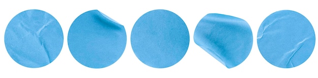 Five light blue round stickers