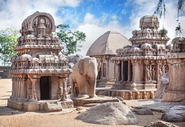 Five rathas in Mamallapuram