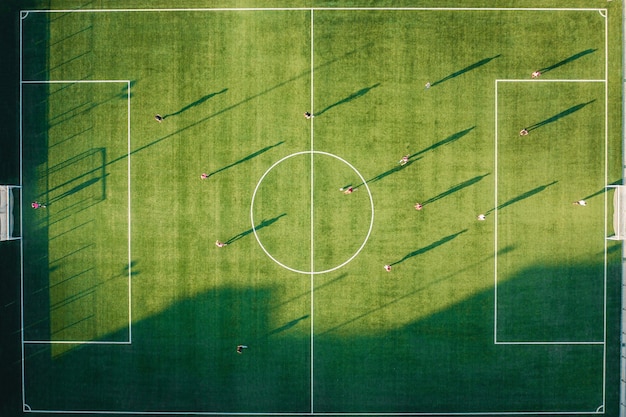five-a-side football match aerial shot