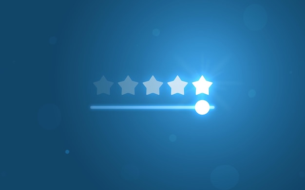 Five star rating review slider bar button background of best
ranking service quality satisfaction or 5 score customer feedback
rate symbol and success evaluation user experience on excellent
stars