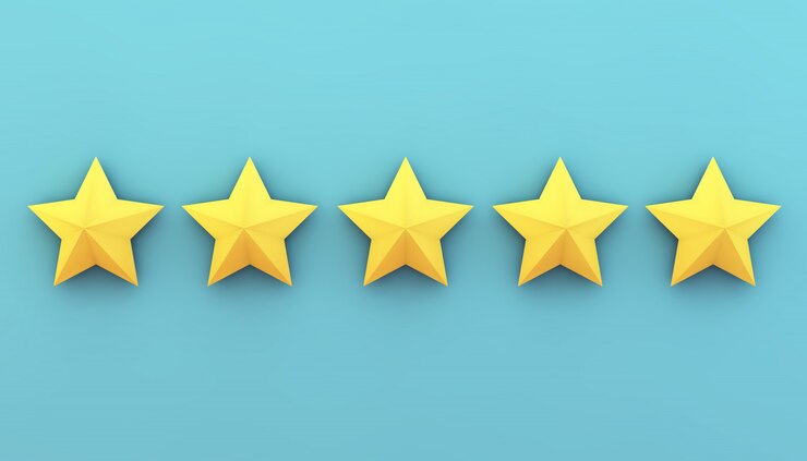 Photo five stars on blue