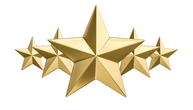 Five stars gold 3d render