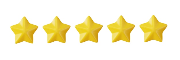 連続した5つ星光沢のある黄色の顧客評価