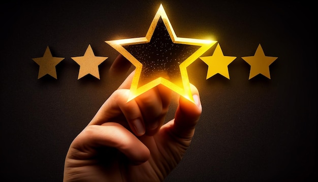 Fivestar rating with glowing customer feedback review
