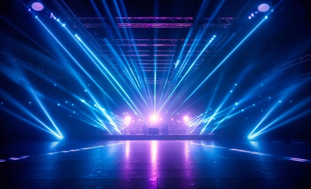 Premium Photo | Fixture lighting and performance with stage for events