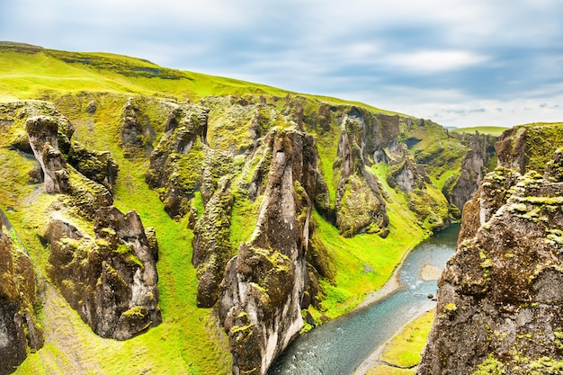 Fjadrargljufur canyon in southern Iceland. Summer landscape