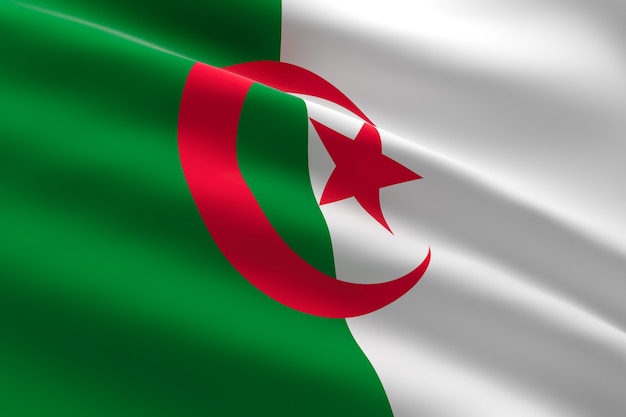 Flag of Algeria 3d illustration of the algerian flag waving