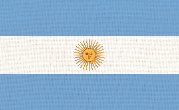 Flag of Argentina on fabric surface Argentina national flag on textured background Fabric Texture Argentine Republic state flag illustration Fabric Texture