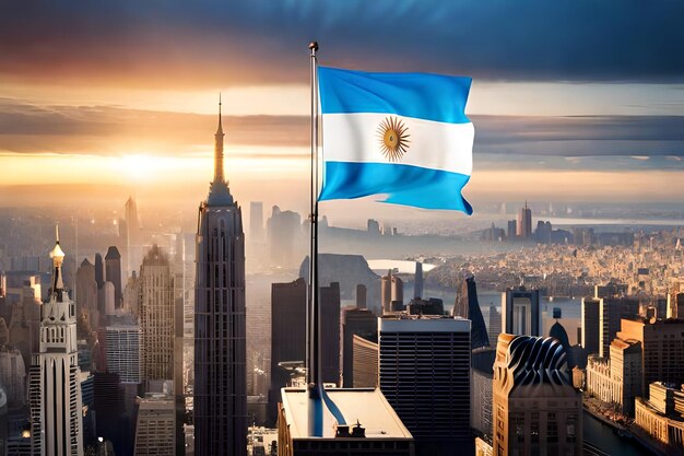 Flag of argentina silk closeuprealistic