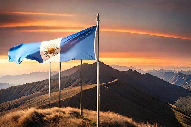 Flag of argentina silk closeuprealistic