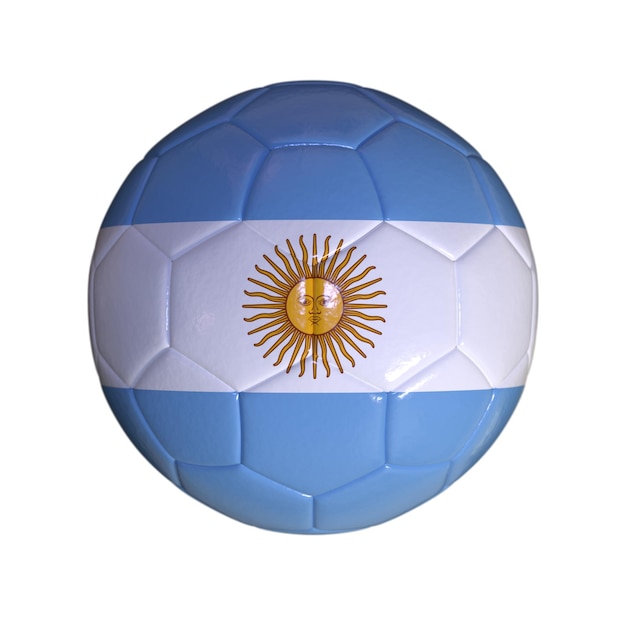 Flag Of Argentina On Soccer Ball And Transparent Background