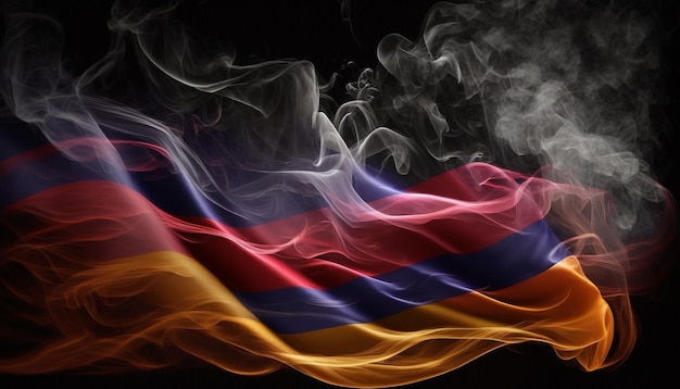 Photo flag of armenia black smoky background generative ai