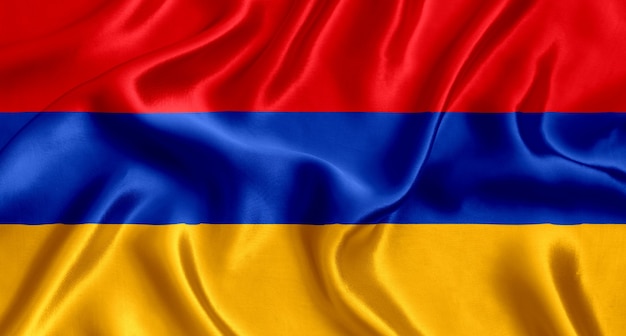 Flag of Armenia silk close-up