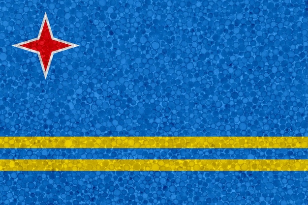 Photo flag of aruba on styrofoam texture