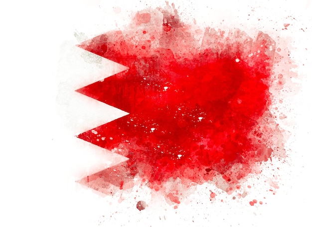 Flag of Bahrain as watercolor illustration
