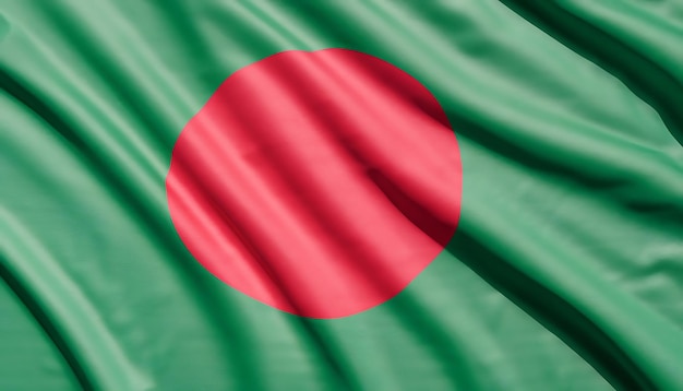 バングラデシュ国旗 シルクのクローズアップ背景
