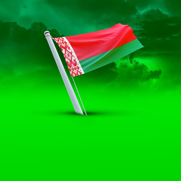 A Flag of belarus on a Green cloud backround useing for social media