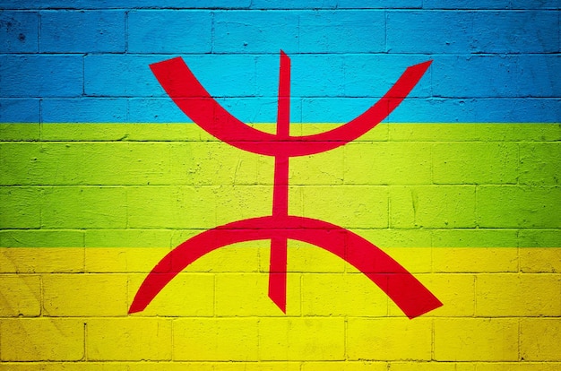 Flag of the berber painted on a wall