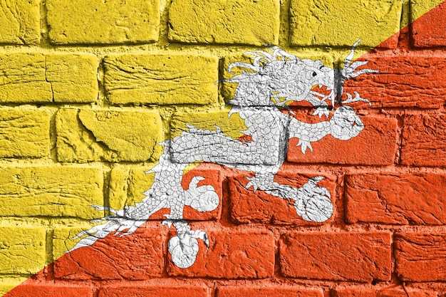 Flag of Bhutan on the wall