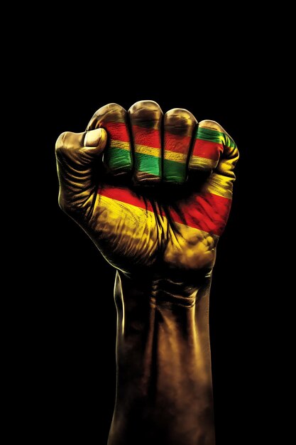 Photo flag of bolivia painted on male fist ai generated