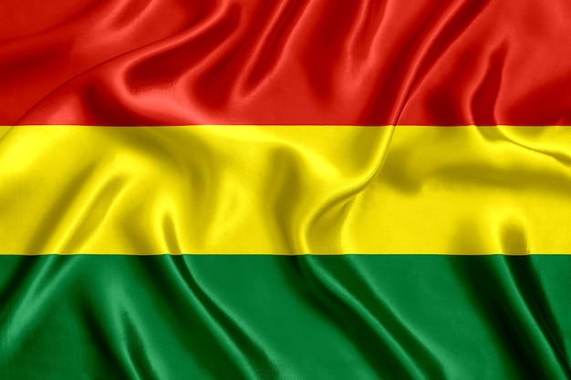 Flag of Bolivia silk close-up background