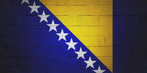 Flag of Bosnia and Herzegovina painted on a wall