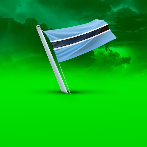 A Flag of botswana on a Green cloud backround useing for social media