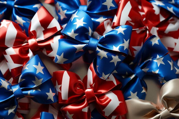 Photo flag bows in red white and blue stars for independence day