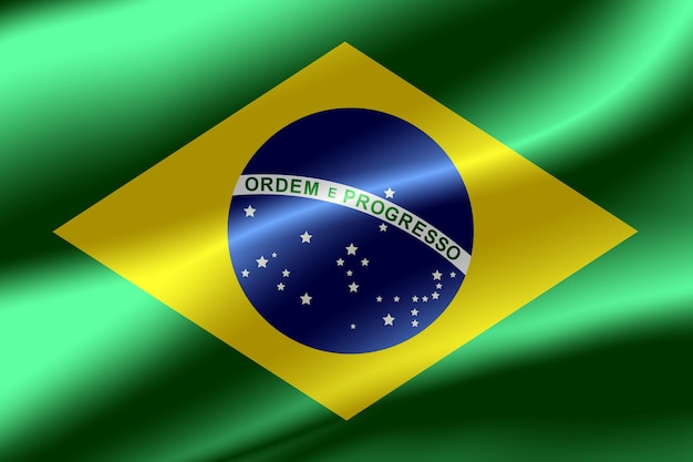 Flag of Brazil as the background.