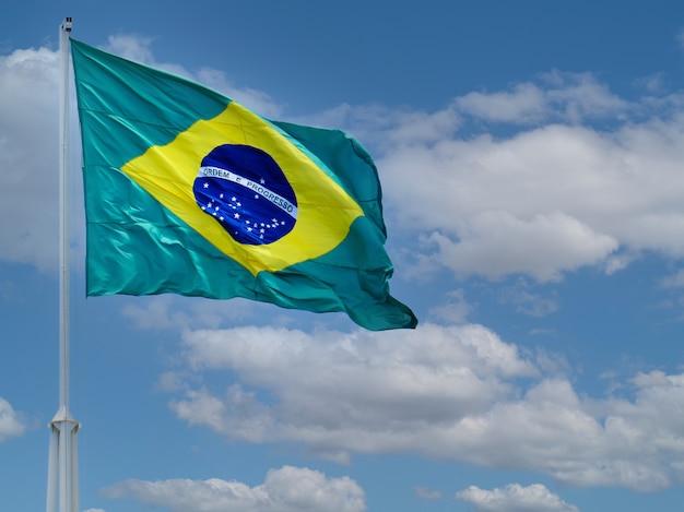 Flag of Brazil fluttering in the wind Brazilian flag