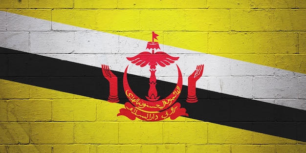 Flag of Brunei painted on a wall