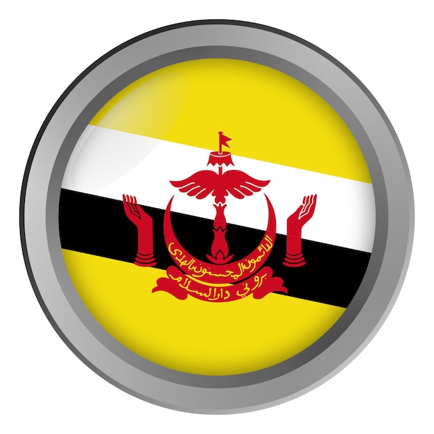 Flag of Brunei round as a button