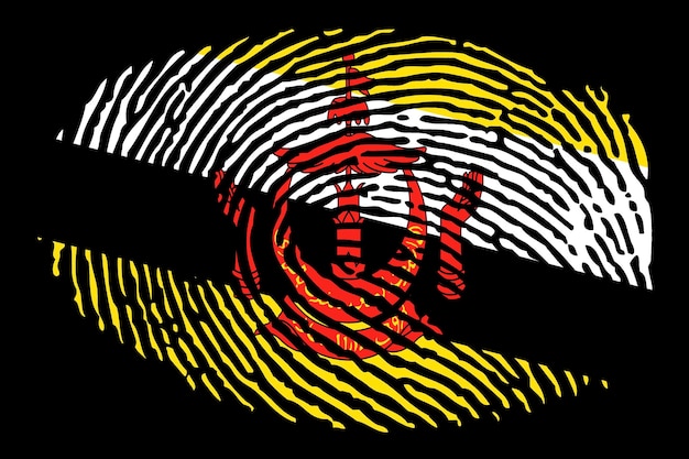 Flag of Brunei in the shape of a fingerprint.