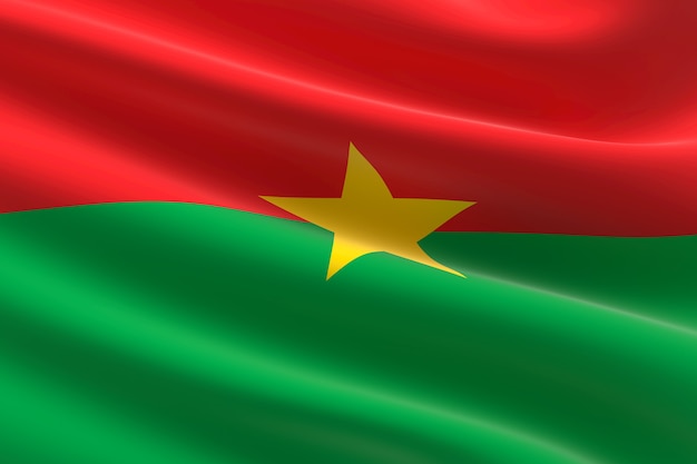 Flag of Burkina Faso. 3d illustration of the burkinese flag waving.