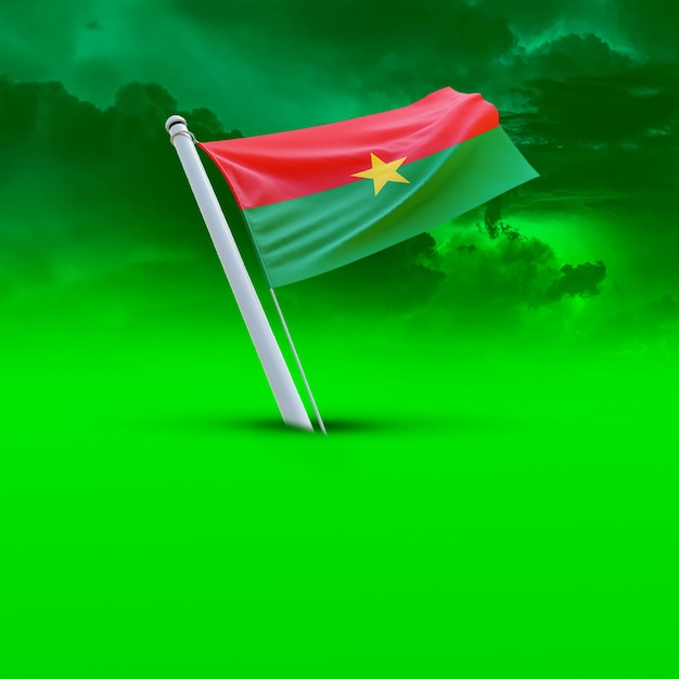 Photo a flag of burkina_faso on a green cloud backround useing for social media