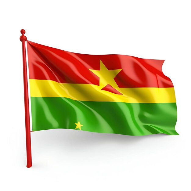 Flag of Burkina Faso on white isolated background 3D illustration